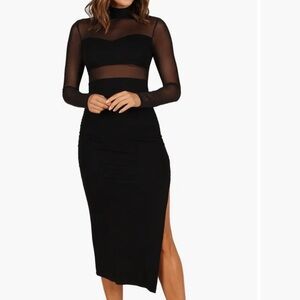 Petal and Pup Black Sheer Long Sleeve Sleeve Dress